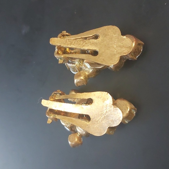 Vintage rhinestones floral design some uranium glass necklace and earrings set - Picture 12 of 13